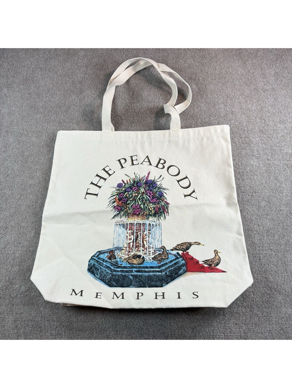 The Peabody Hotel Memphis Canvas Tote Bag Legend Of The Ducks Fountain Print